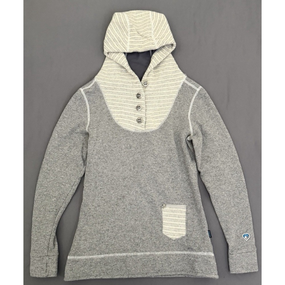 Kuhl Hoodie Womens Size XS Gray Chianti Fleece Henley Hooded Pullover Hiking